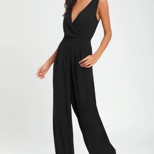 Lulus Kiska Black Lace Wide-leg Jumpsuit - Size S